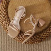 Comfortable Minimalist and Versatile Square Head Open Toe Thick Middle Heel
