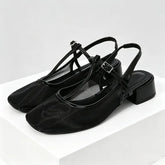 Cozy Mesh Square Toe Heel