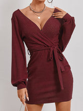 Deep V-neck Knotted Backless Dress