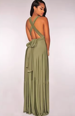 Deep V-neck Sleeveless Strapped Evening Party Club Maxi Dress
