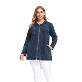 Denim Jacket Stretch Knitted with Shoulder Pad