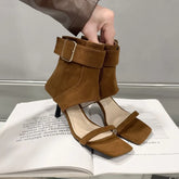 Designer Vintage Suede Open Toe High Heel
