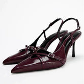 Designer Blue Denim Slingback Buckle Strap Pumps Pointed Toe High Heel