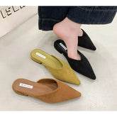 Designer Pointed Toe Elegant Mules Casual Slippers Ladies Low Heel