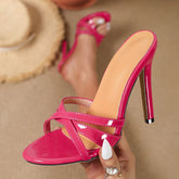 Slippers Designer Narrow Band Open Toe Thin High Heel