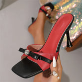 Slippers CRYSTAL Butterfly-kont Square Toe Slide Shoes