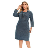 Casual Elasticity Slim Fit Shoulder Pads Midi Dress