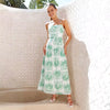 Elegant Pullover Beach Style With Strap Printing Ankle Length Maxi Dress