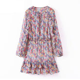 Elegant A Line Ruffles Floral Print Mini Dress