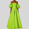 Elegant A-line Pullover Strapless Puff Sleeves Floor-Length Maxi Dress
