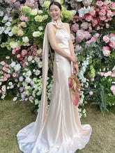 Elegant Artistic Halter Sleeveless Dress Wedding Party Evening Gown