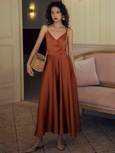 Elegant Backless Bows Spaghetti Straps V-Neck Sleeveless Long Dress