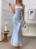 Elegant Bodycon Fishtail Diagonal collar Backless Sequin Long Maxi Dresses