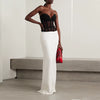 Elegant Color block Strapless Sleeveless Patchwork Zipper Maxi Dresses