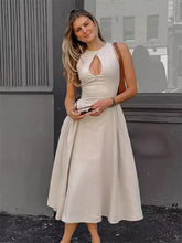 Elegant Cotton And Linen Sleeveless With Keyhole Detail Long Dress