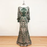 Elegant Crystal Lace Mermaid Evening Wedding Prom Dress
