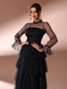 Elegant Diamond Mesh Formal Decorated Multi-Layer Hem Maxi Dresses