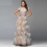 Elegant Feathers Beading A-Line Evening Dresses