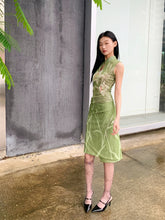 Elegant Floral Vintage Stand Collar Top And Skirt Two Piece Set