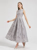 Elegant Flower Embroidery Sleeveless Lady Holiday Evening Prom Long Maxi Dress