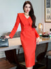 Elegant Formal Office Peter pan Collar Commute Long Sleeve Slim Dress