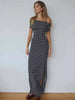 Elegant Hollow Out Halter Print Polka Dot High Slit Evening Party Maxi Dress