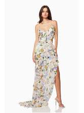 Elegant Irregular Symmetrical Long Side Layered Suspender Floral Maxi Dress