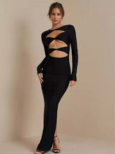 Elegant Jewel Neck Cut Out Long Sleeves Bodycon Maxi Dress