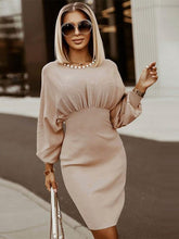 Elegant Knitted Long Sleeves Jewel Neck Dresses