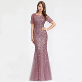 Elegant Lace Printing Evening Party Dress