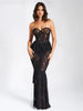 Elegant Lace Sleeveless Slim Fit Skinny Ruffle Edge Pleated Maxi Dress
