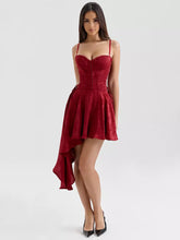Elegant Lace up Asymmetrical Hem Backless Mini Party Dress