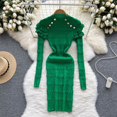 Elegant Long Sleeve O Neck Slim Chic Dress