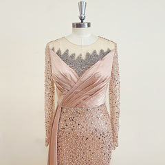 Elegant Long Sleeves Bead Evening Party Dresses