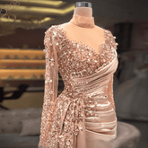 Elegant Mermaid Long Sleeves Evening Night Dress for Women