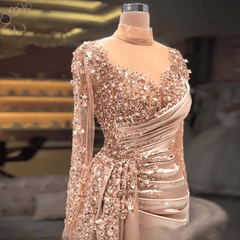 Elegant Mermaid Long Sleeves Evening Night Dress for Women