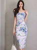 Elegant Off Shoulder Office Lady Slim Fit High Waist Side Fold Midi Dress