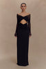 Elegant Off-shoulder Hollow Out Strapless Long Sleeve Ruched Club Party Long Maxi Dress