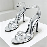 Elegant Patent Leather Silver Heel