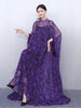 Elegant Printed Big Code Loose Feather Sleeve Slight Stretch Maxi Dress