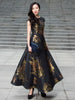 Elegant Pullover Jaquard Ankle-Length Floral Long Maxi Dress