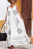 Elegant Pullover Printed V-neck Beach Style Sling Loose Maxi Dress