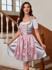 Elegant Pullover Square Collar With Lace Apron Two Piece Mini Dress