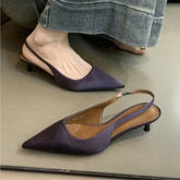 Elegant Purple Satin Low Heel