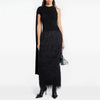 Elegant Scarf Neck Sleeveless Patchwork Tassels Temperament Maxi Dress