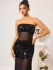 Elegant See Through Ankle-Length Mesh Backless Bodycon Dress