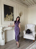 Elegant Short Sleeve Long Stand Collar Zipper Maxi Dresses