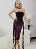 Elegant Single-Breasted Corset Tassel Mesh Skirts Two Piece Set