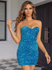 Elegant Sleeveless Hottie Strapless Sequin zipper Mini Dress