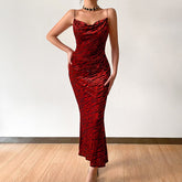 Elegant Sleeveless Mesh Zebra Pattern Bodycon Slip Dress